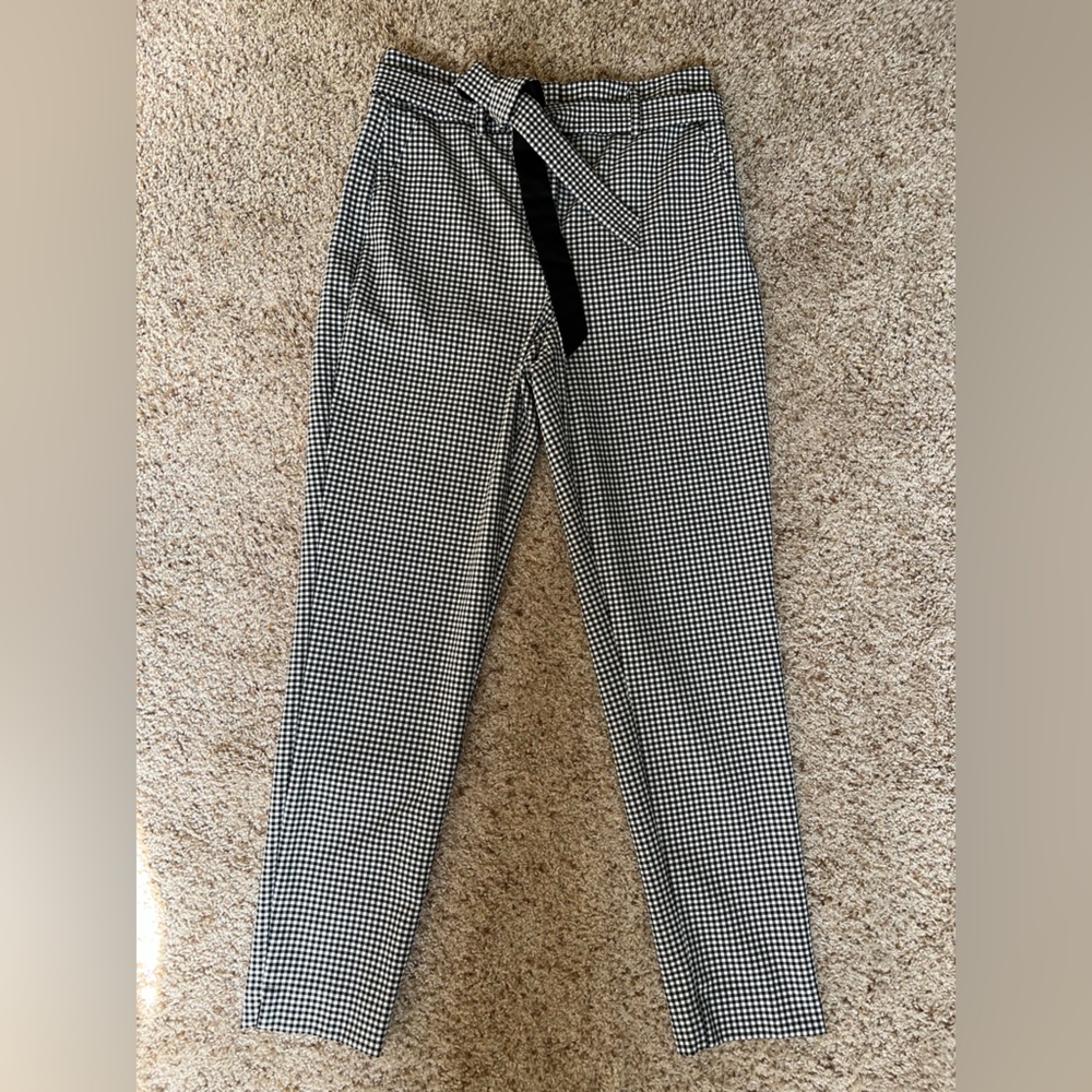 White House Black Market Gingham Tapered Ankle Pants